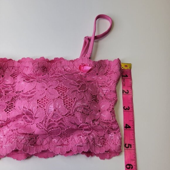 Sexy Pink Bralette Crop Top Lace Bandeau Adjustable Straps Removable Pads - NEW - Picture 4 of 10